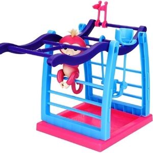 Bynurdda Fingerling Interactive Baby Monkey Pet Toy Climbing Playset Frame Climb